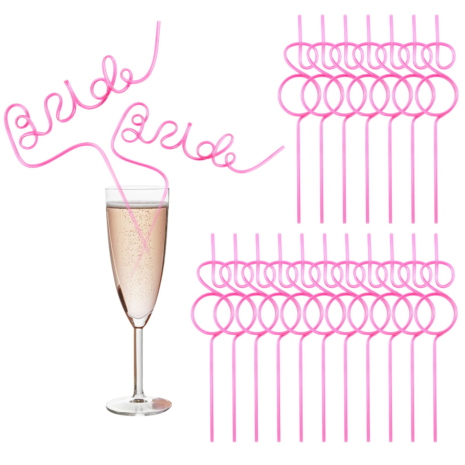 20PCS Pink Diamond Plastic Drinking Straws for Bachelorette Party, Bridal Shower, Hen Night - Bride-to-Be Gift & Wedding Decorations - Perfect for Smoothies, Cocktails and Celebrations