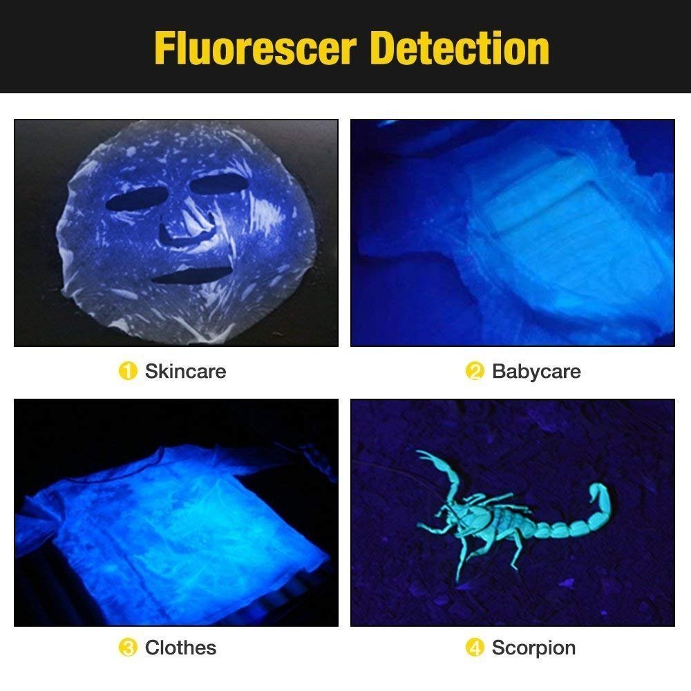 CFIKTE 2 Pack UV LED Flashlight - 9 LED Ultraviolet Blacklight for Pet Urine Detection, Stain Finder on Clothes, Carpet & Rugs | Ideal for Home Inspection, Hotel Cleaning & Forensic Use