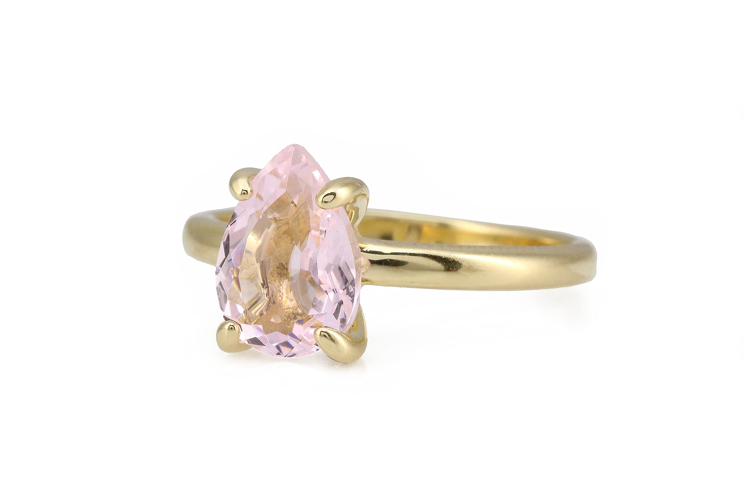 14K Gold Rose Quartz Pear Engagement Ring for Women - Promise & Love Rings, Gift Box Included - Perfect for Proposals, Anniversaries & Special Occasions