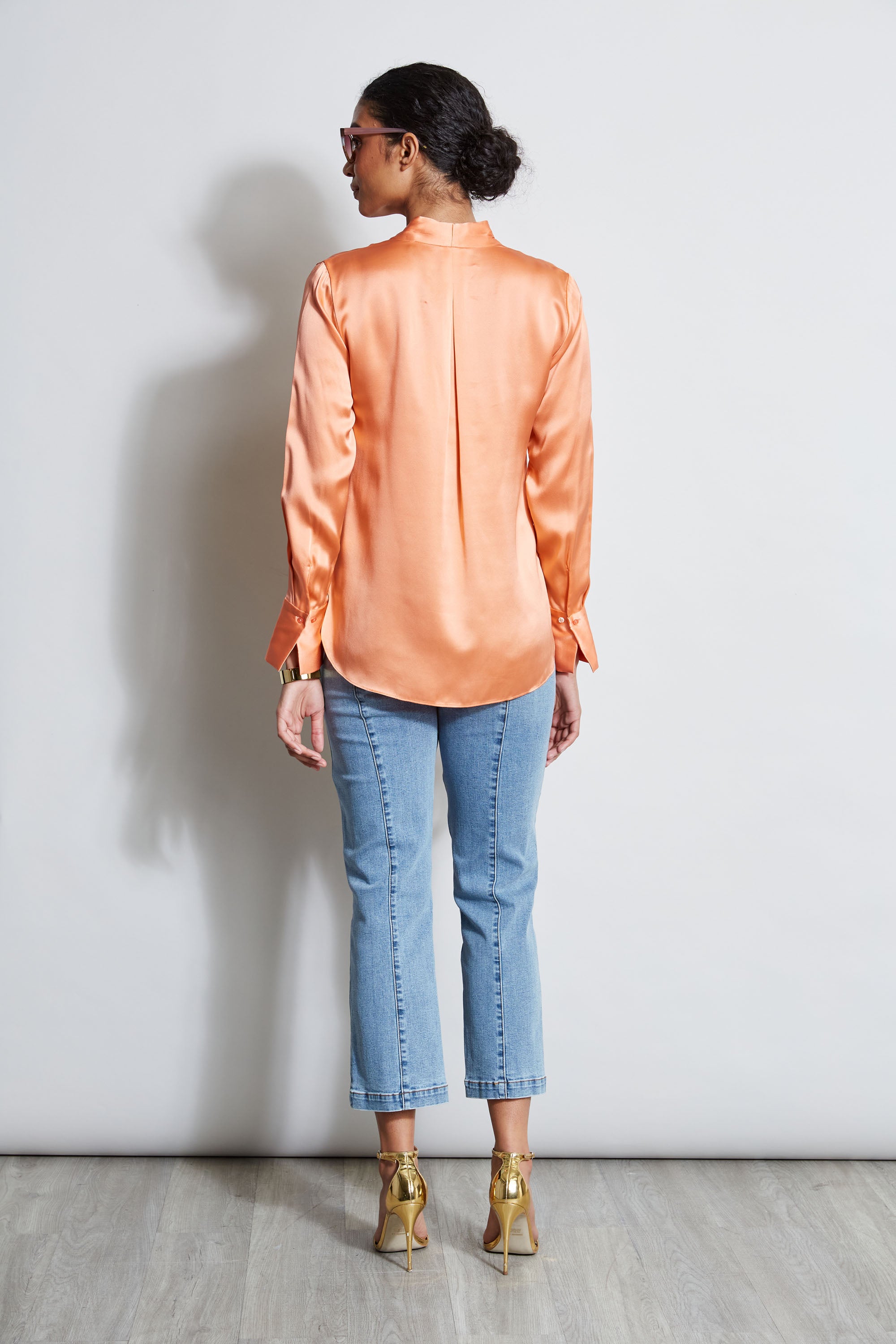 Silk Satin Contour Neck Shirt - Women's Elegant Blouse for Work & Evening Wear | Perfect for Office, Party & Special Occasions