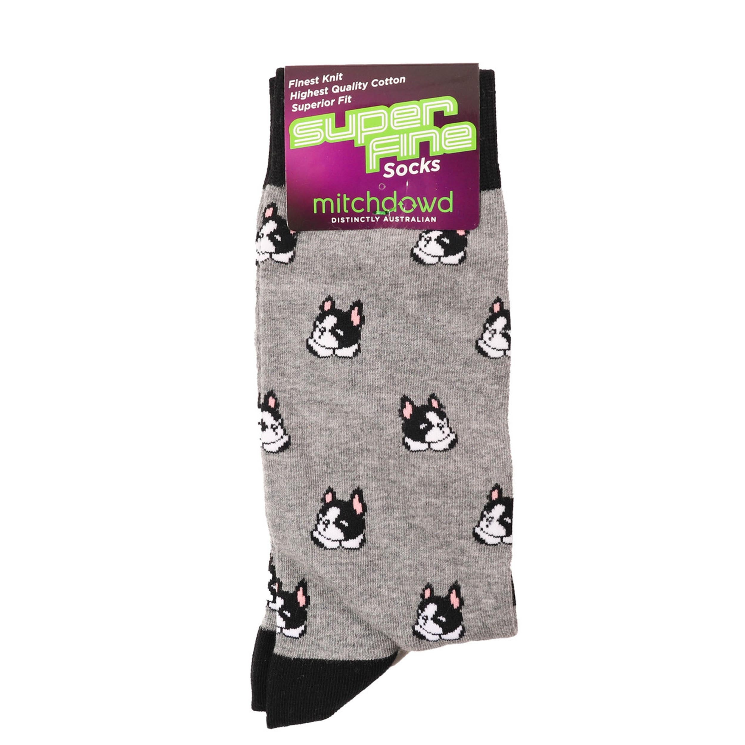 Pug Fun Men's Super Soft Cotton Crew Socks - Grey Marle | Comfortable Casual Wear for Everyday & Gifts