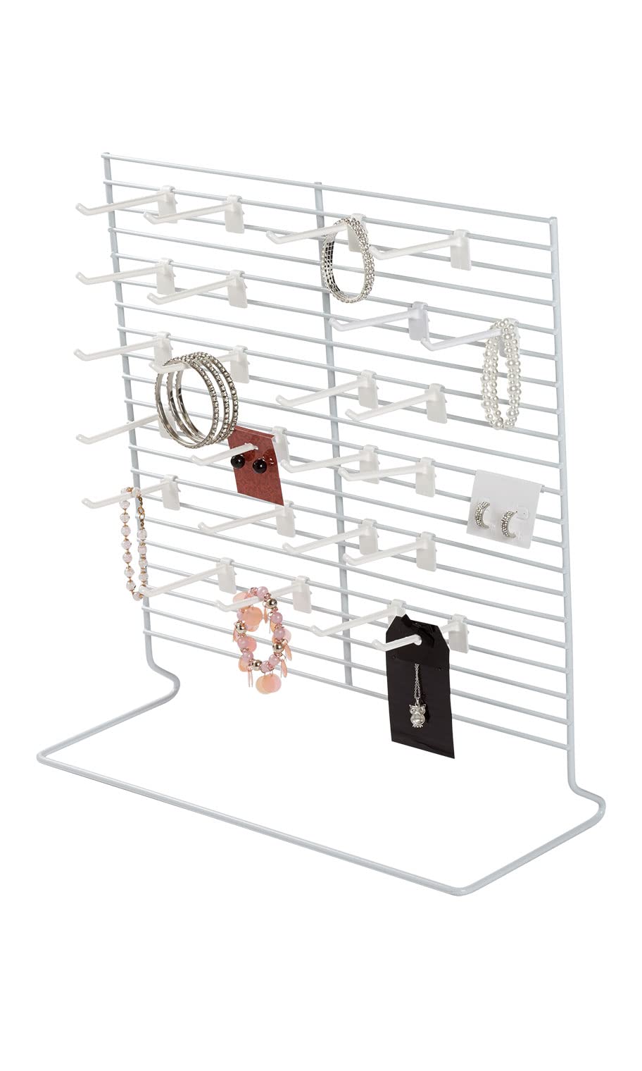 White Metal Wire Countertop Rack 18x20in - 24 Pegs for Kitchen Storage