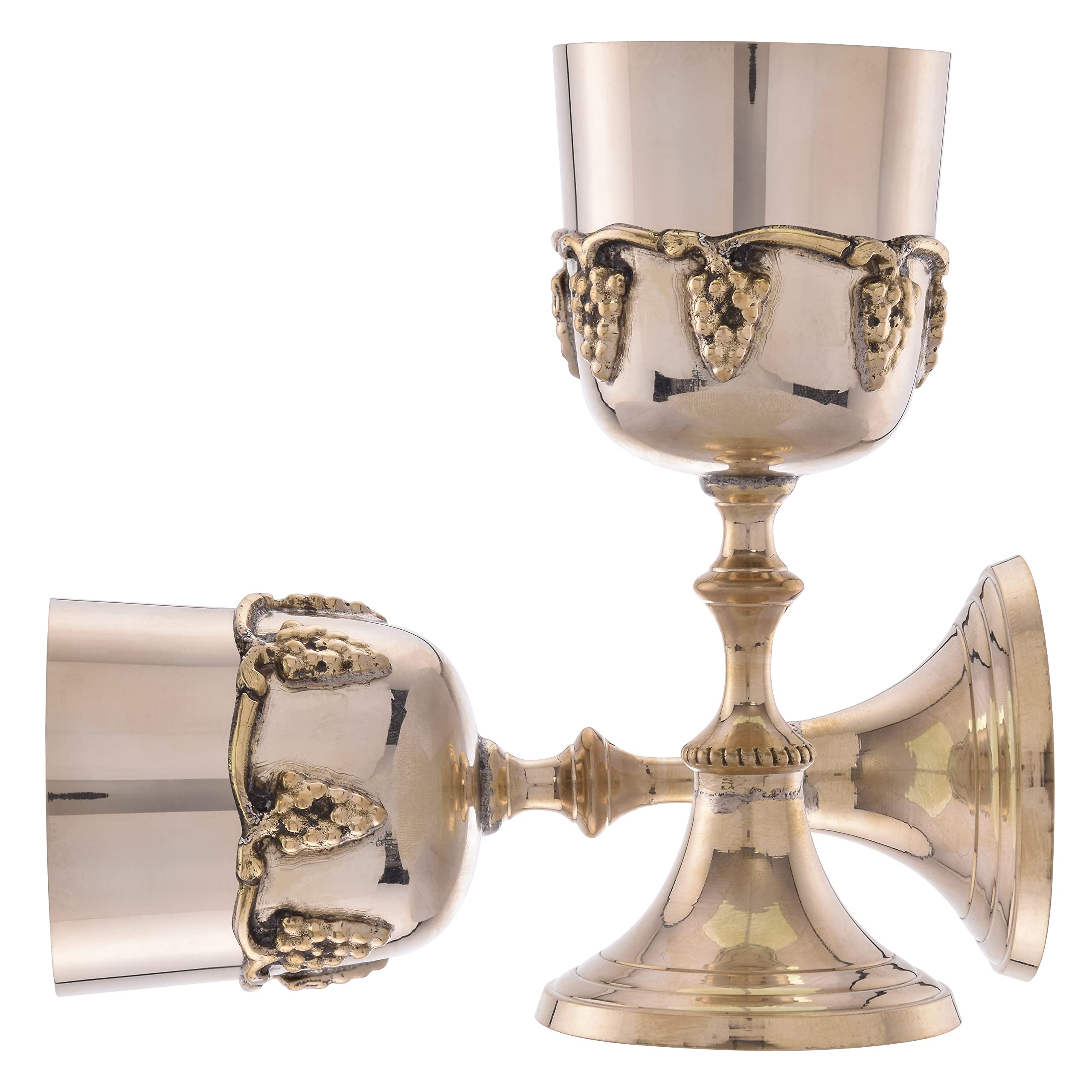 REPLICARTZ Brass Chalice Goblet - 7 oz Medieval Communion Cup for Wedding Toast, King & Queen Goblet, Vintage Orthodox Altar Wine Glass | Perfect for Religious Ceremonies, Renaissance Fairs & Themed Weddings