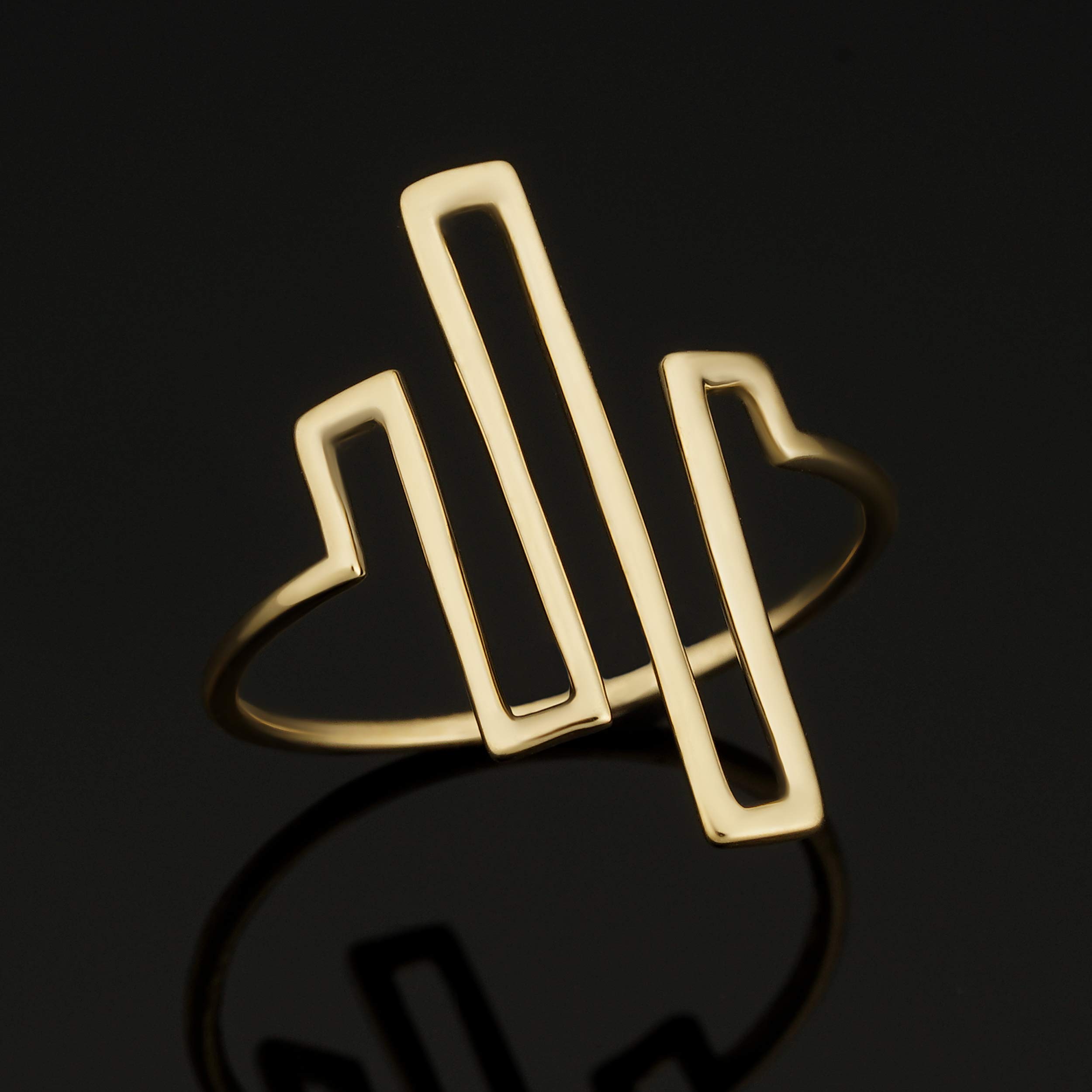 14K Yellow Gold Line Wire Maze Ring for Women - Elegant Stackable Jewelry for Everyday Wear & Special Occasions
