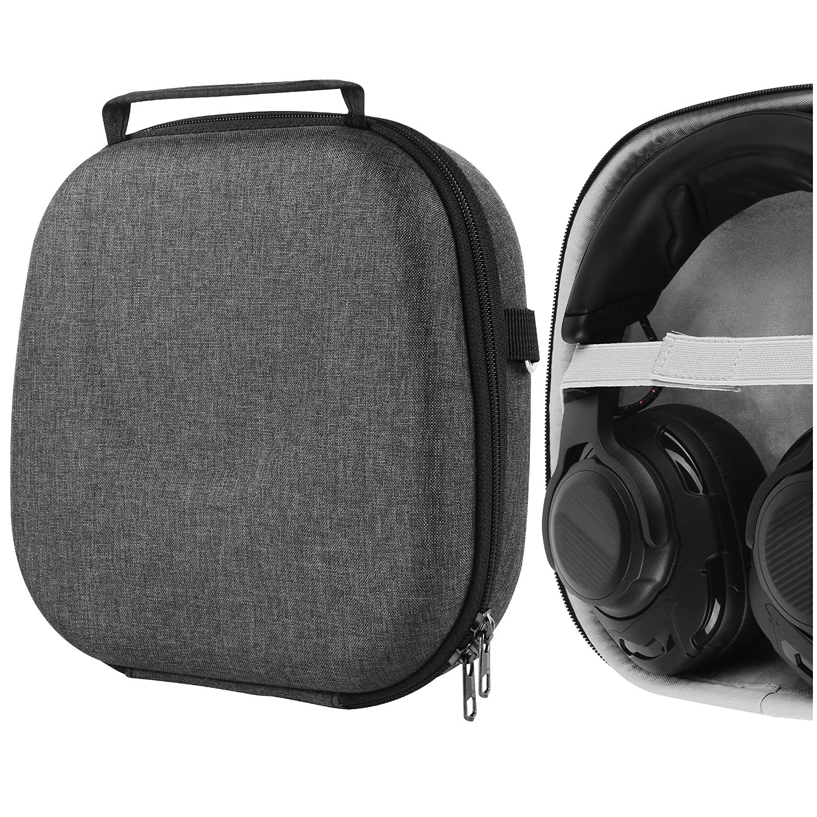 Geekria Protective Hard Shell Headphone Case for JBL Quantum Series (One/300/600/800) - Durable Travel Carrying Bag with Cable Storage - Perfect for Gaming Headsets, Airplane & Commute (Grey)