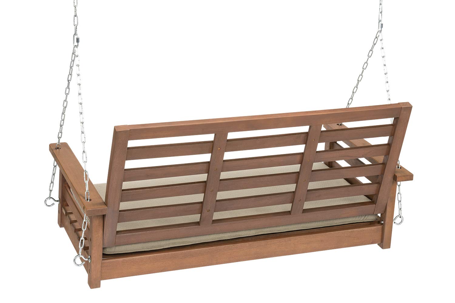 Woodlawn&Home 4-Foot Porch Swing with Oil Finish & Olefin Cushion - 901166 | Outdoor Patio Furniture for Relaxing in Garden, Backyard, or Front Porch