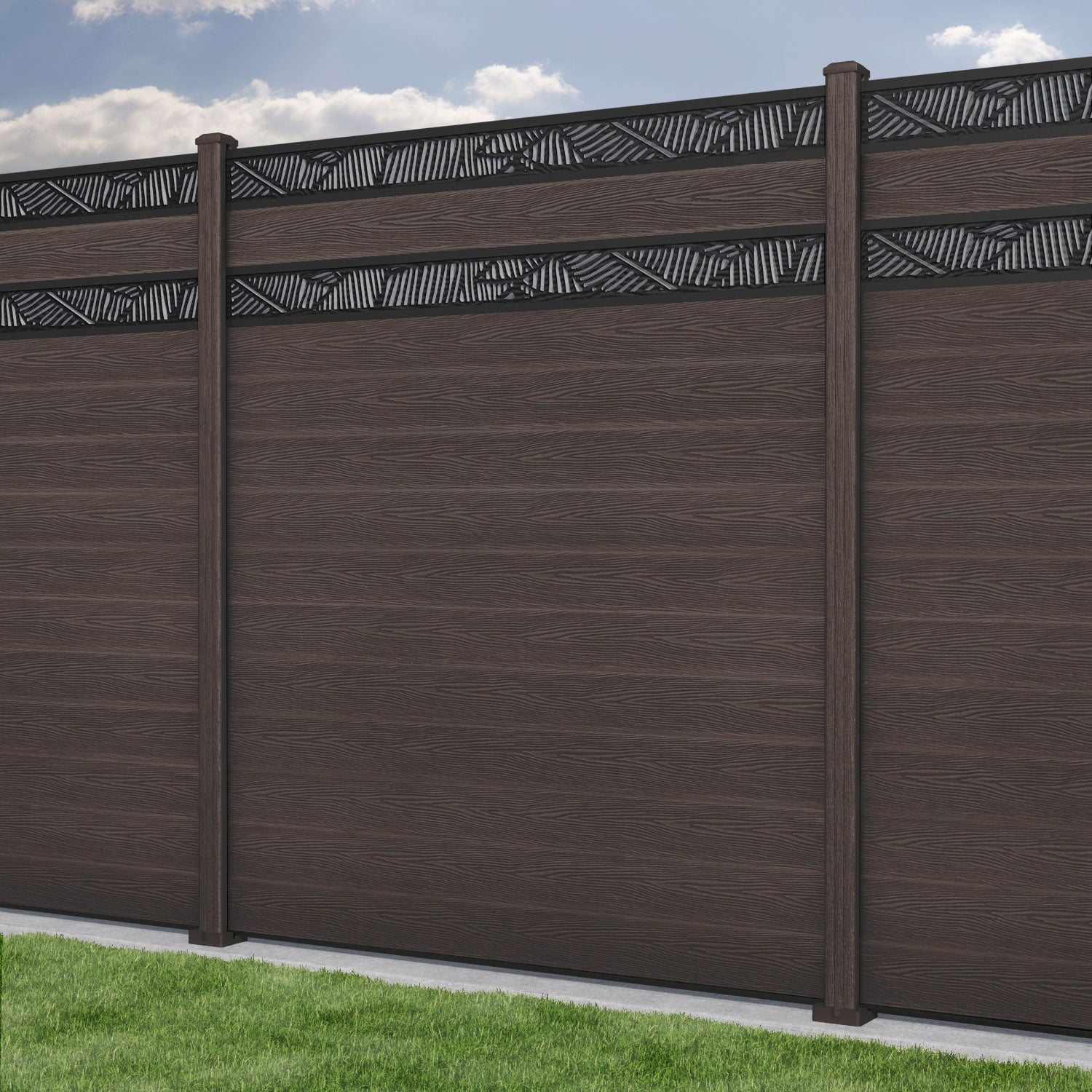 Classic Feather Split Screen Fence Panel - Mid Brown Composite Privacy Fence for Backyard, Garden & Patio | Durable Weather-Resistant Outdoor Decor