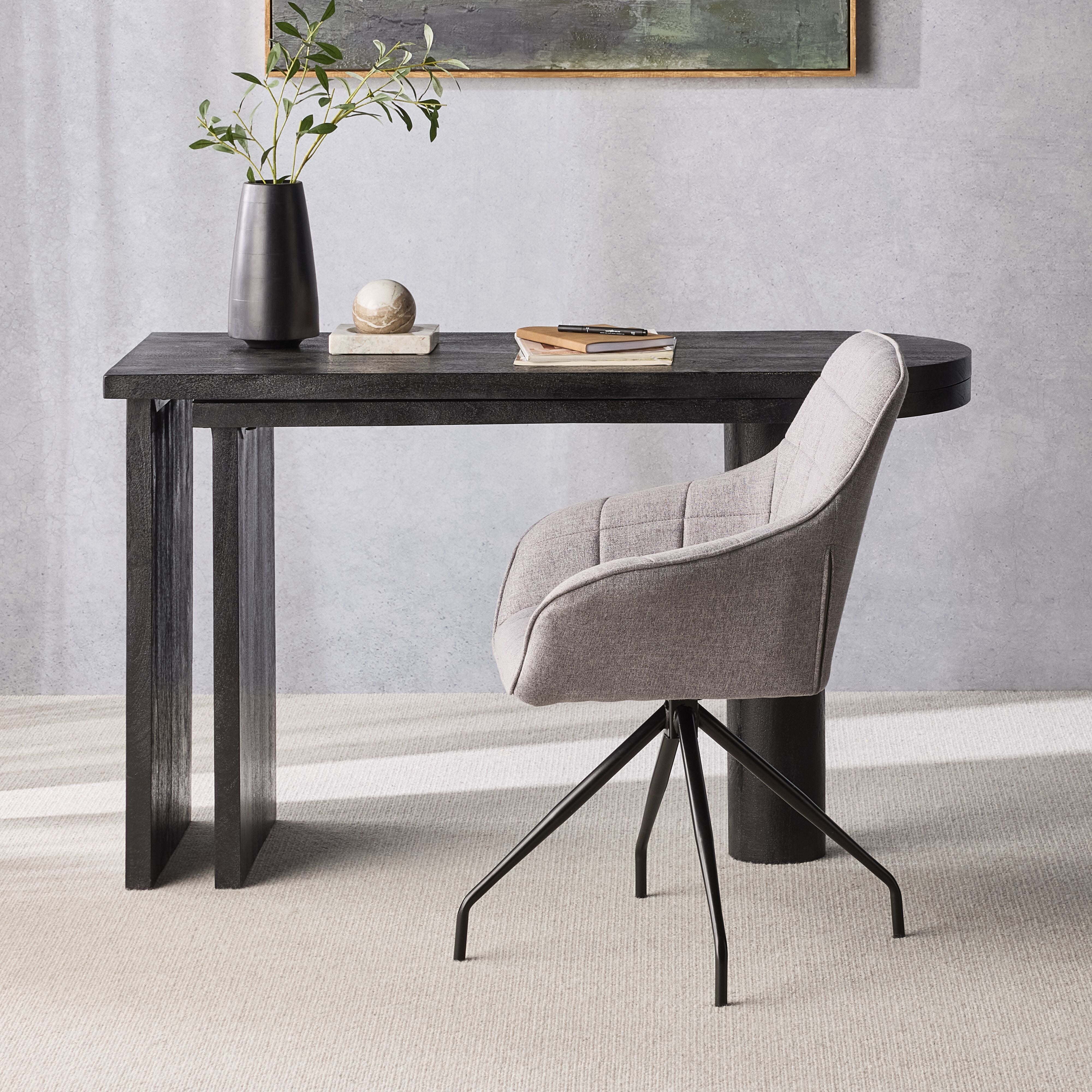 Anders Swivel Desk Chair Grey - Ergonomic Office Chair with Adjustable Height for Home & Office Workspace - Perfect for Computer Work, Gaming, and Study Sessions