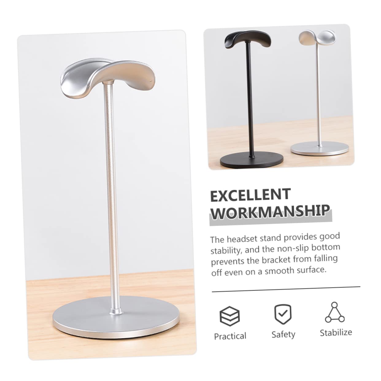 Cabilock 4-Pack Headphone Stand Holder - ABS Desktop Headset Display Rack for Gaming, Office & Studio Organization - Space-Saving Headphone Organizer for Desk, Workstation & Entertainment Setup