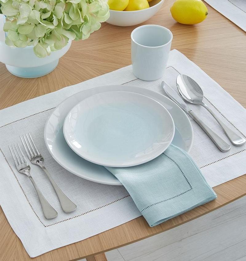 Premium Sky Blue Dinner Napkins (Set of 4) - Soft 100% Cotton Cloth Napkins for Formal Dining, Parties & Everyday Use
