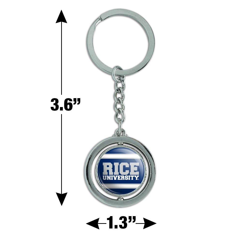 Rice University Stripes Spinning Round Chrome Plated Metal Keychain - Perfect for Alumni Gifts, College Graduation Presents & School Spirit Accessories