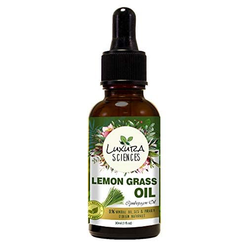 Luxura Sciences 100% Pure Lemongrass Essential Oil 30ml - Steam Distilled, Therapeutic Grade for Aromatherapy, Skin & Hair Care - Natural Home Freshener with Dropper - Perfect for Diffusers, Massage & DIY Beauty Products