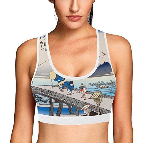 Ukiyo-e Print Women's Sports Bra - High Support Workout Yoga Bras for Running, Gym & Active Lifestyle