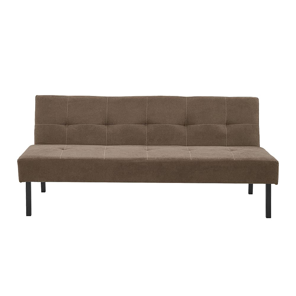 Panana Convertible Futon Sofa Bed - Linen Upholstered Reversible Loveseat Sleeper for Small Spaces, Foldable Daybed & Guest Bed - Perfect for Apartments, Dorms, Living Rooms & Bonus Rooms (Brown) - Ideal for Studio Living, Overnight Guests & Space-Saving Solutions