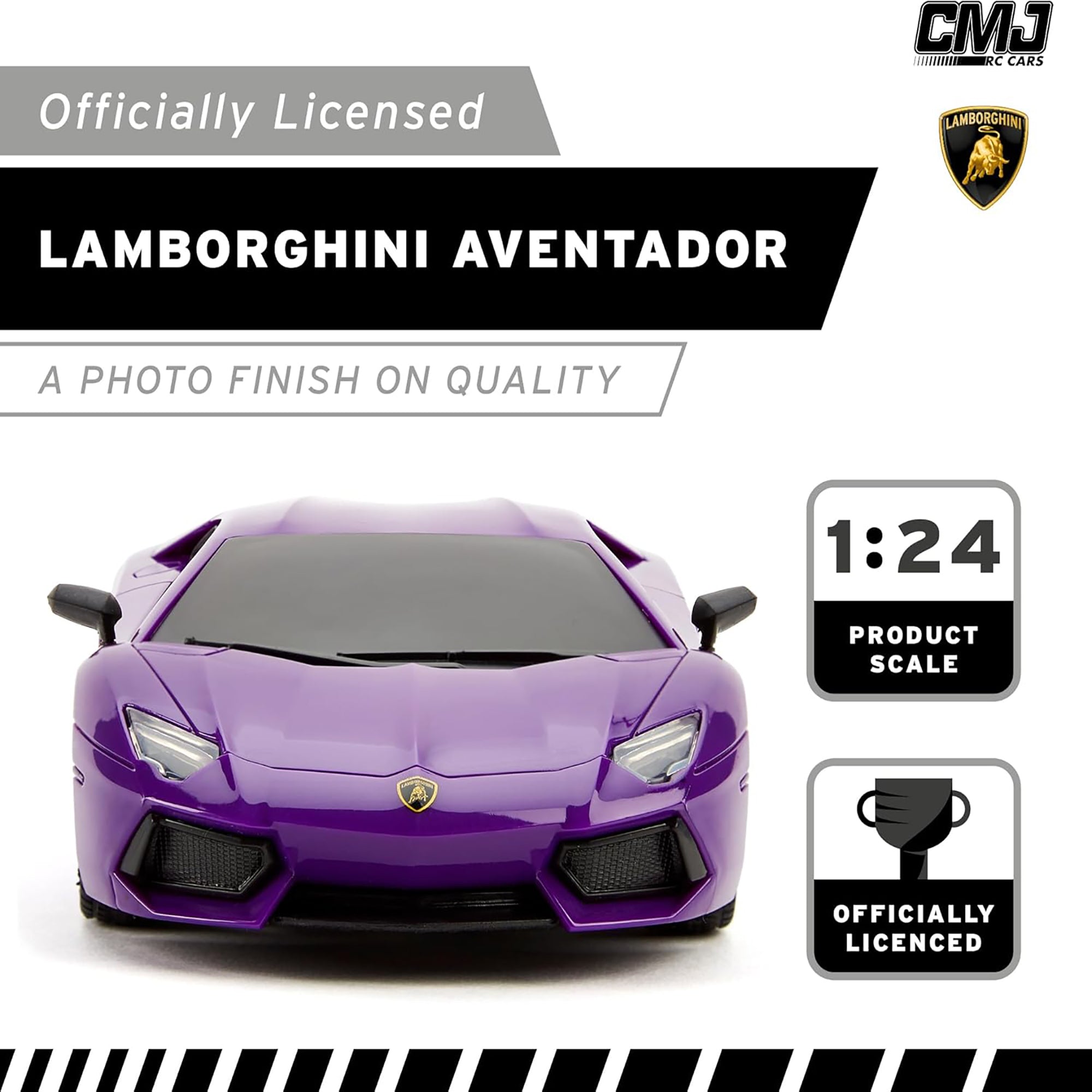 1:24 Scale RC Lamborghini LP700-4 Remote Control Car - 2.4GHz Purple Radio Controlled Vehicle with LED Headlights | Perfect for Kids Gifts, Indoor Racing & Collectible Display