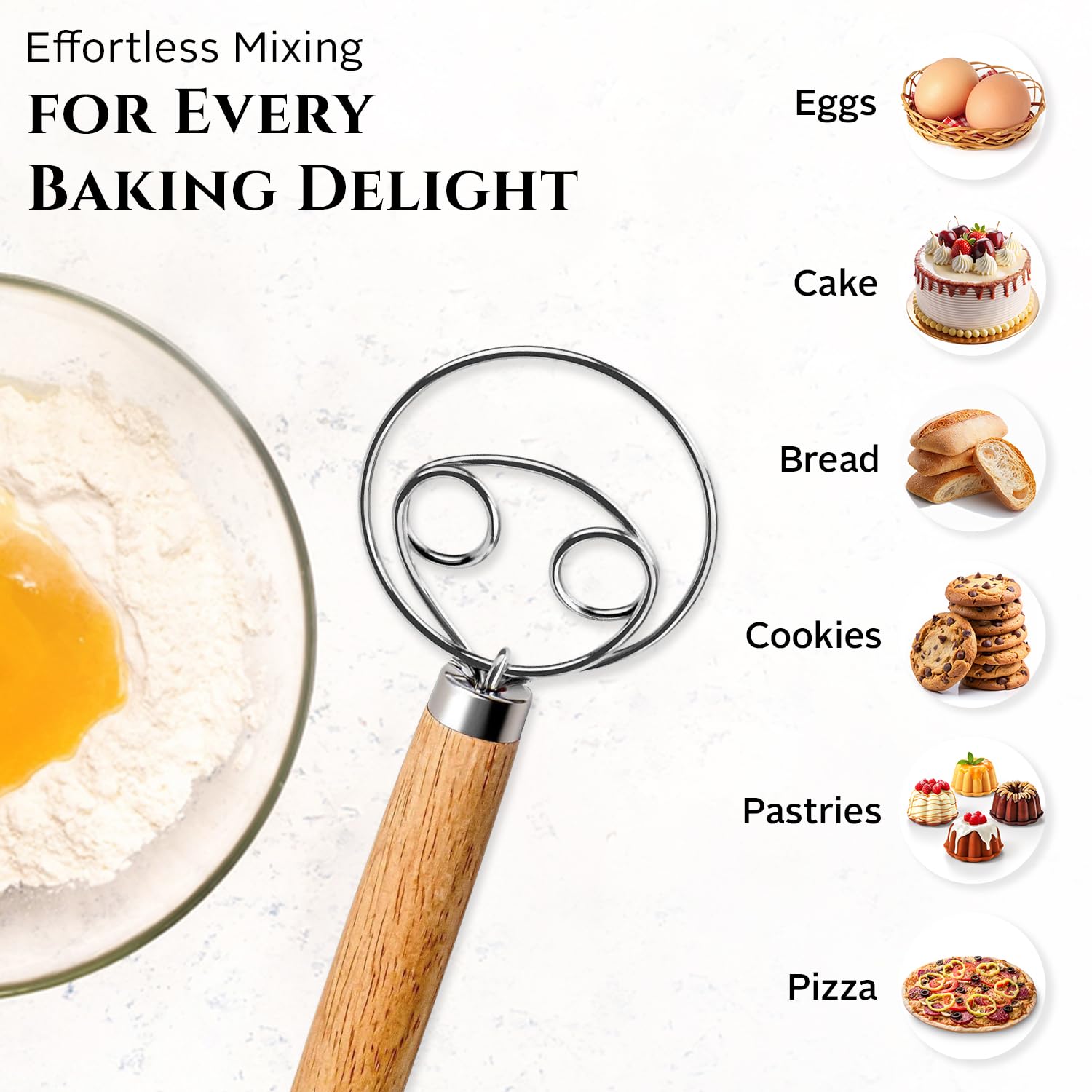 Spartali & Company 13-Inch Danish Dough Whisk - Professional Sourdough Bread Baking Tool for Effortless Mixing | Perfect for Homemade Bread, Pizza Dough & Pastry Making | Essential Kitchen Baking Supplies