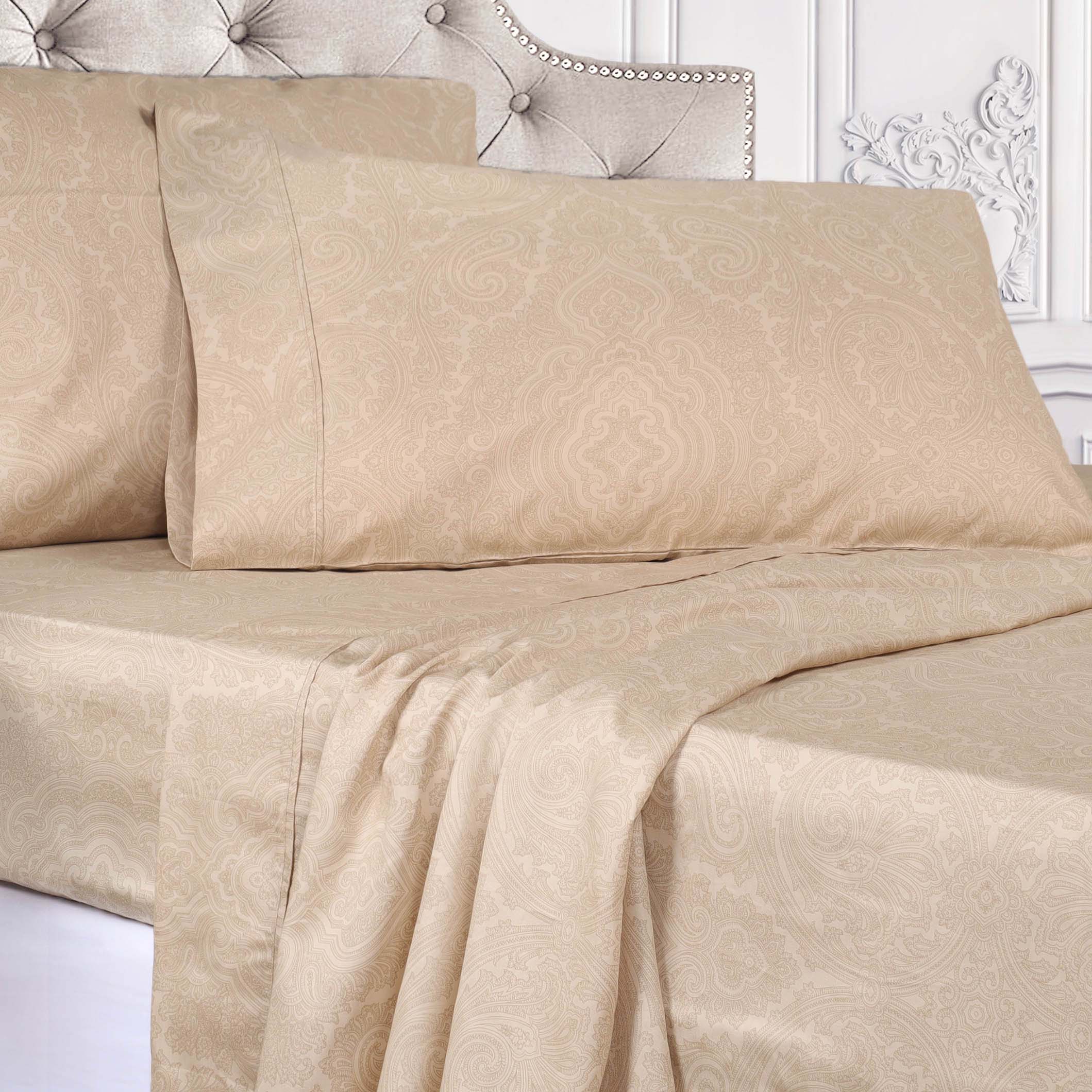 Italian Paisley 600 Thread Count Cotton Blend Deep Pocket Sheet Set - Ultra Soft Bedding for Queen Size Beds - Perfect for Luxury Hotels, Guest Rooms & Master Bedrooms