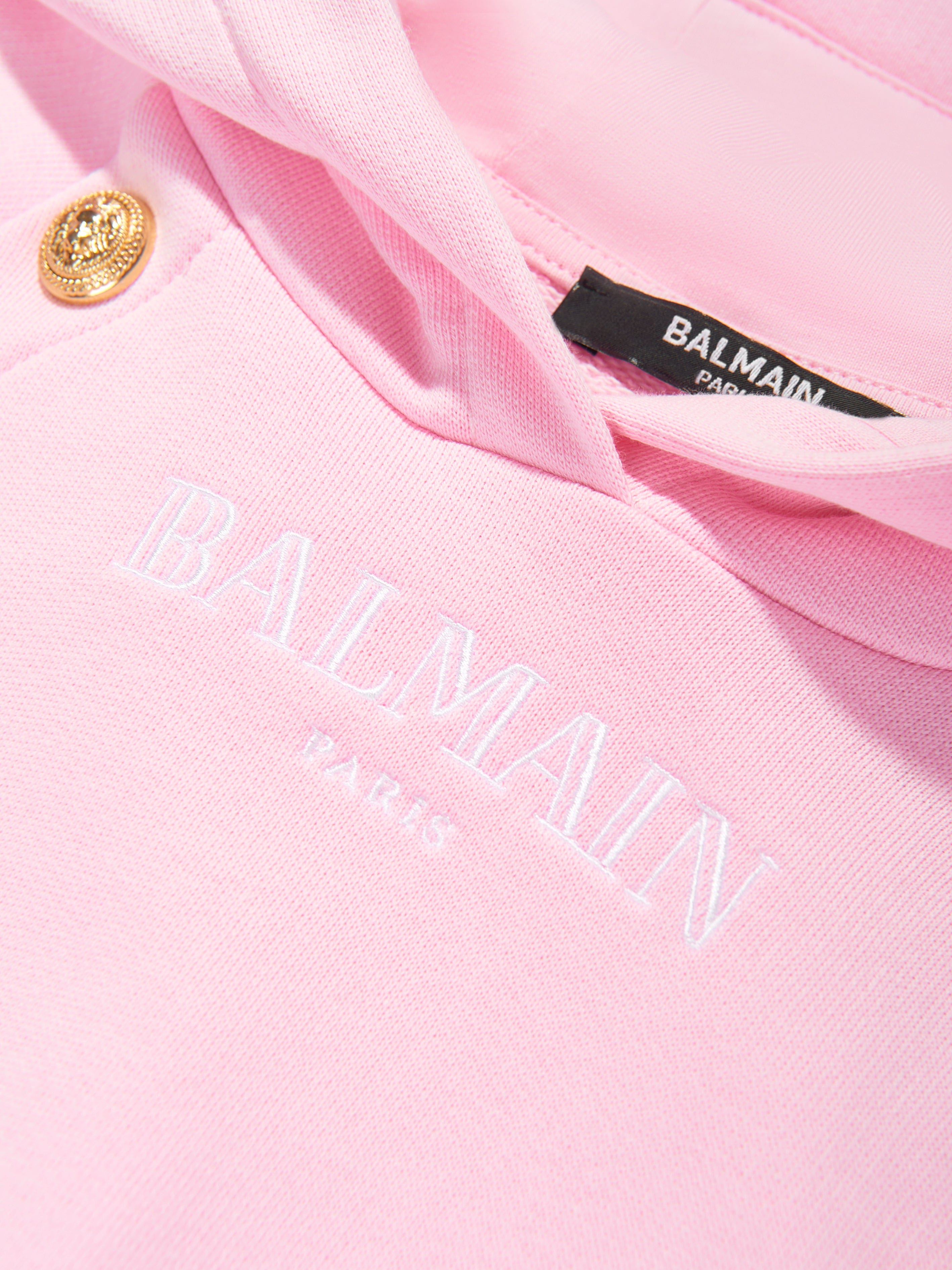 Balmain Girls Pink Logo Hoodie - Stylish & Comfortable Pullover for Casual Wear, School, and Outings