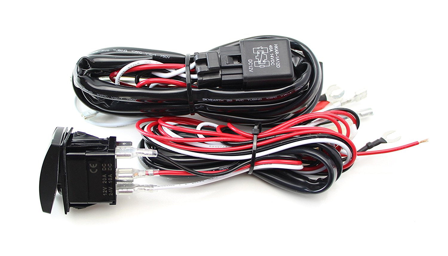 2 Output Relay Wiring Harness with Reverse Lights & LED Light Switch for Fog Lamps - Perfect for Off-Road, Truck, and Jeep Lighting Upgrades