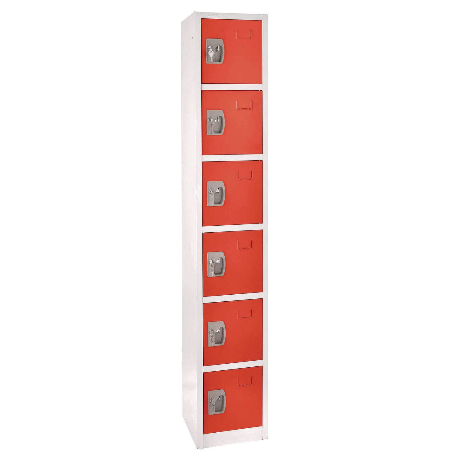 Steel Storage Locker with 6 Compartments - 12 x 12 x 72 Inches, Red - Heavy Duty Metal Locker for Office, School, Gym & Warehouse Organization