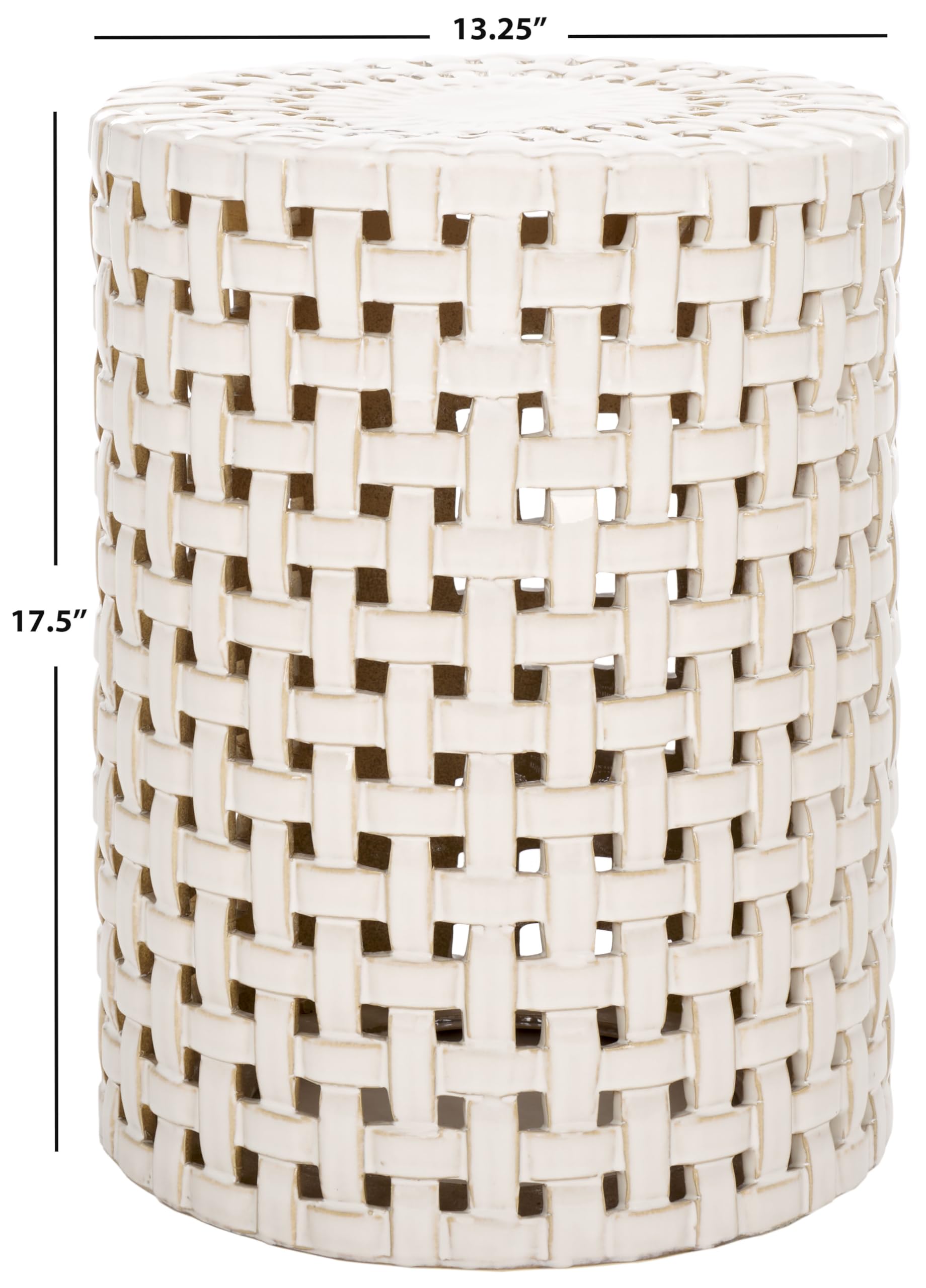 SAFAVIEH Sayre 18-inch Ceramic Garden Stool - Cream Decorative Accent Table for Indoor & Outdoor Use - Perfect for Living Room, Bathroom, Patio, Side Table & Plant Stand - Ready to Use Fully Assembled Home Decor