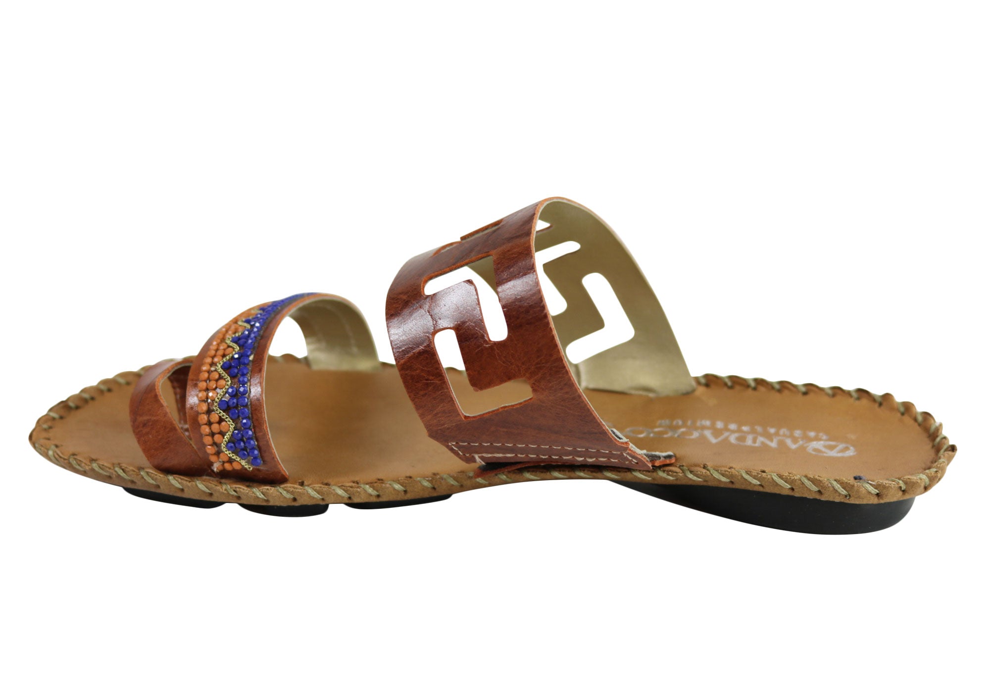 Andacco Energie Women's Comfortable Leather Flat Sandals - Handmade in Brazil - Perfect for Summer, Beach, Travel & Casual Outings