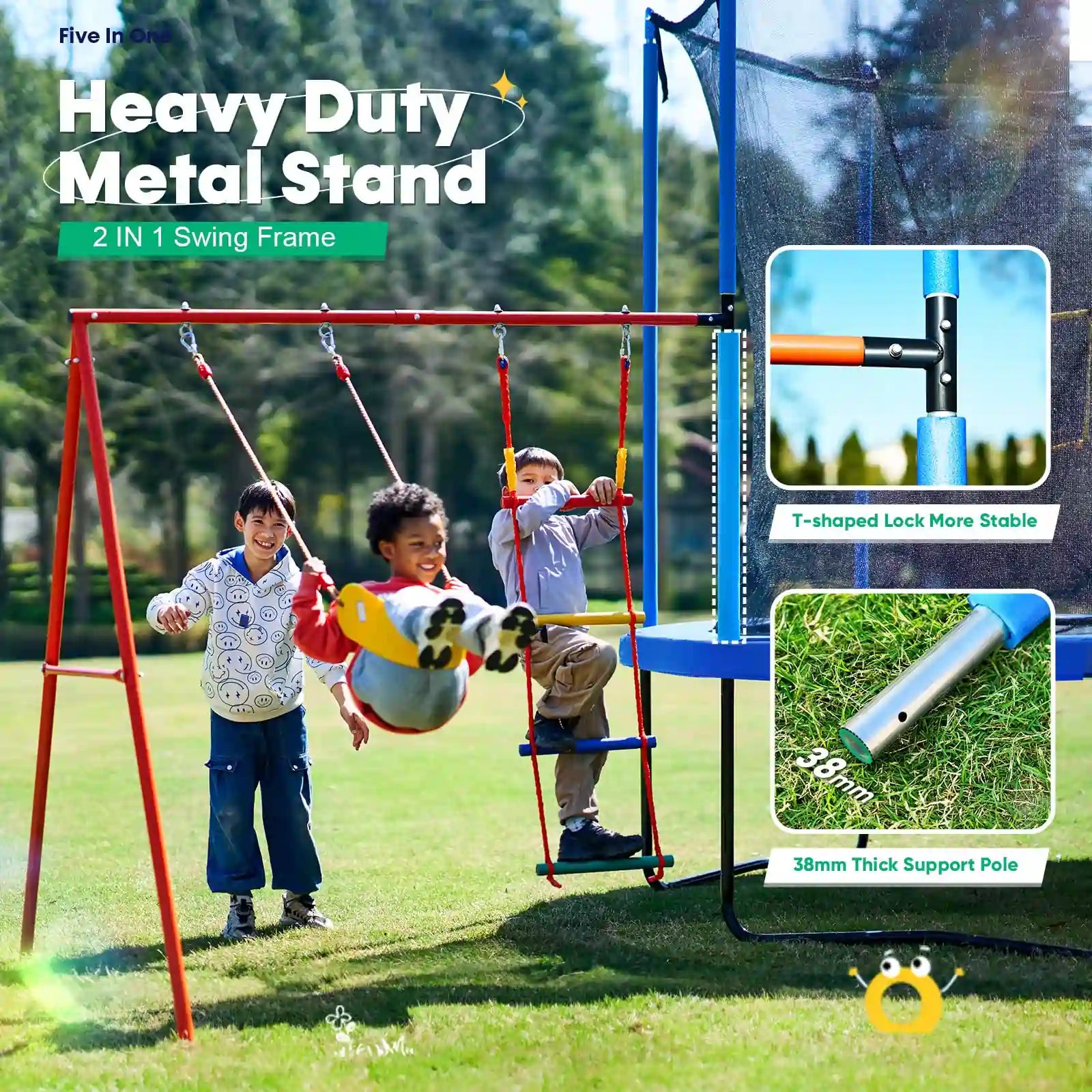 Ultimate 5-in-1 Backyard Trampoline Set - 12FT with 1200LBS Weight Capacity | Outdoor Adventure Park for Kids & Family | Perfect for Backyard Fun, Exercise & Birthday Parties