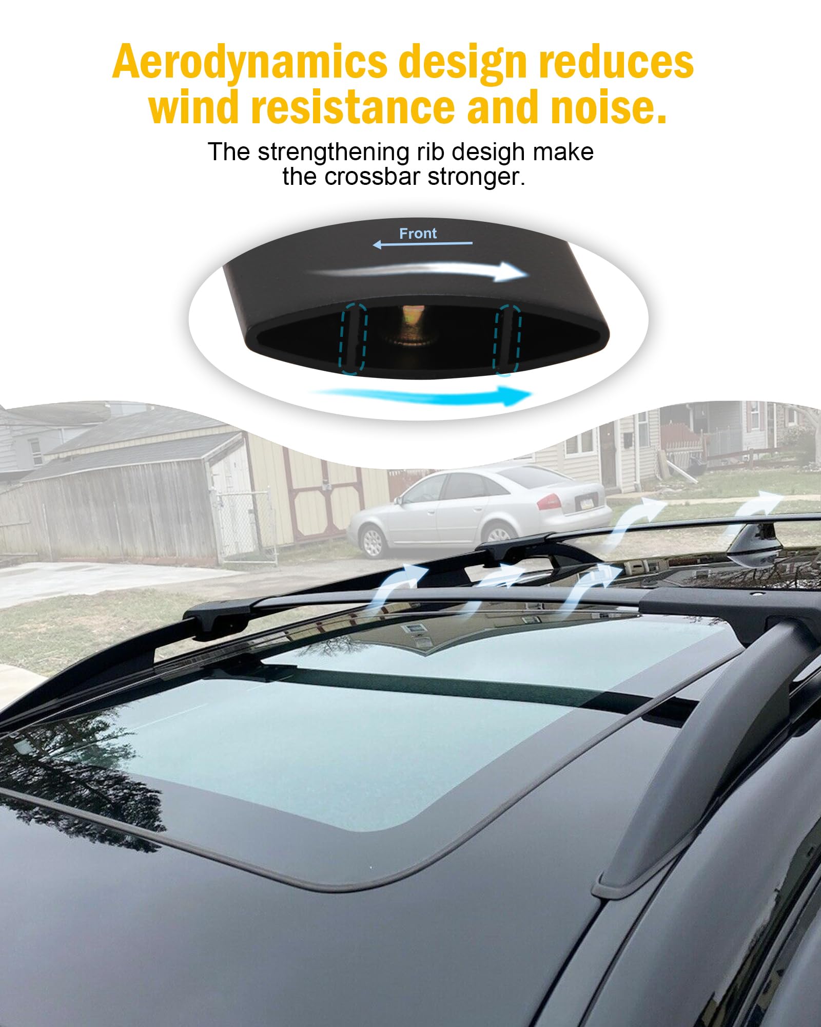 Heavy Duty Cross Bars Roof Rack for Chevrolet Chevy Equinox 2018-2024 | Universal Luggage Rack Crossbar Cargo Carrier with Side Rails | Perfect for Camping, Road Trips & Outdoor Adventures