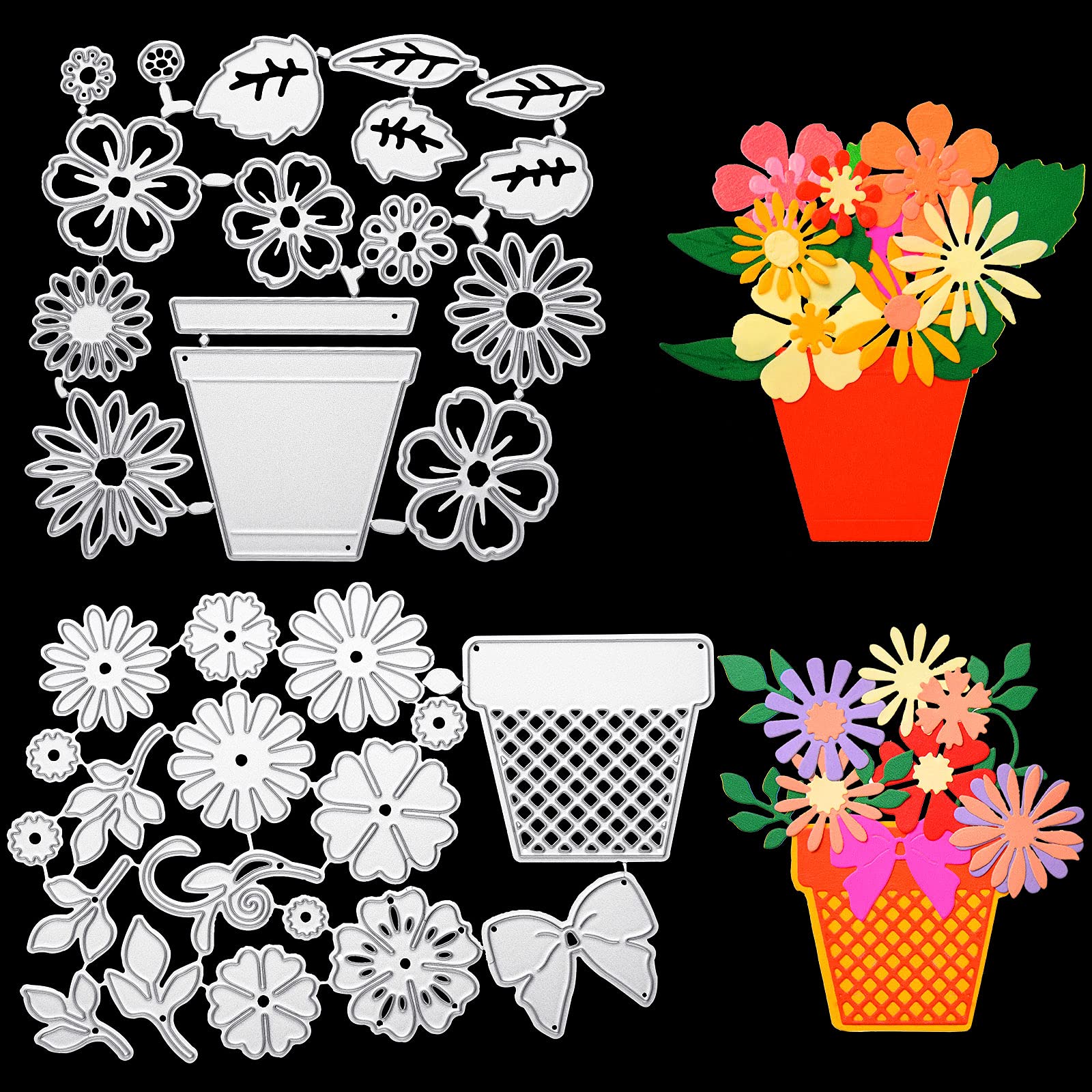 2 Sets Flower Leaf Metal Cutting Dies - Leaf Background Frame Stencil Template for DIY Scrapbooking, Card Making, Photo Frames & Home Decor - Perfect for Wedding Invitations, Greeting Cards and Craft Projects