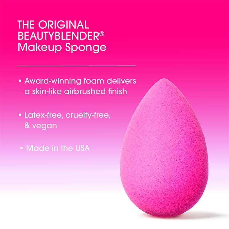 Original Beautyblender Makeup Sponge - Professional Blending Tool for Flawless Foundation & Concealer Application - Perfect for Everyday Makeup & On-The-Go Touch Ups