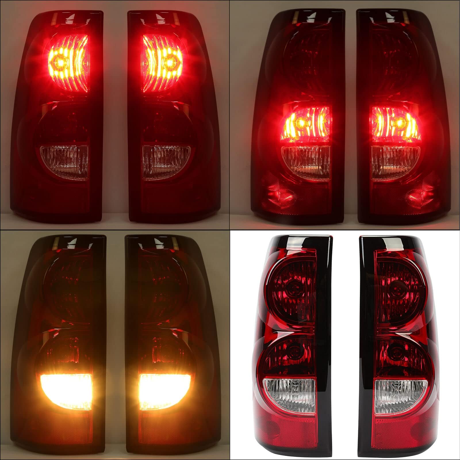2003-2006 Chevy Silverado 1500 2500 3500 & 07 Silverado Classic Headlights and Tail Lights Combo - Black Housing with Amber Corner - Replacement Headlight & Rear Brake Lamp Assembly - Perfect for Off-Roading, Night Driving & Vehicle Restoration