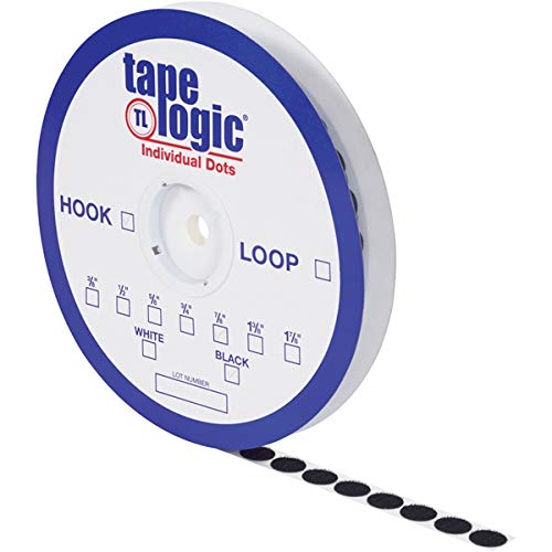 Tape Logic Hook and Loop Tape Dots - 3/4 Inch (1028 Dots/Roll), Black Hook - Strong Adhesive Fasteners for DIY, Crafts, Office & Home Organization