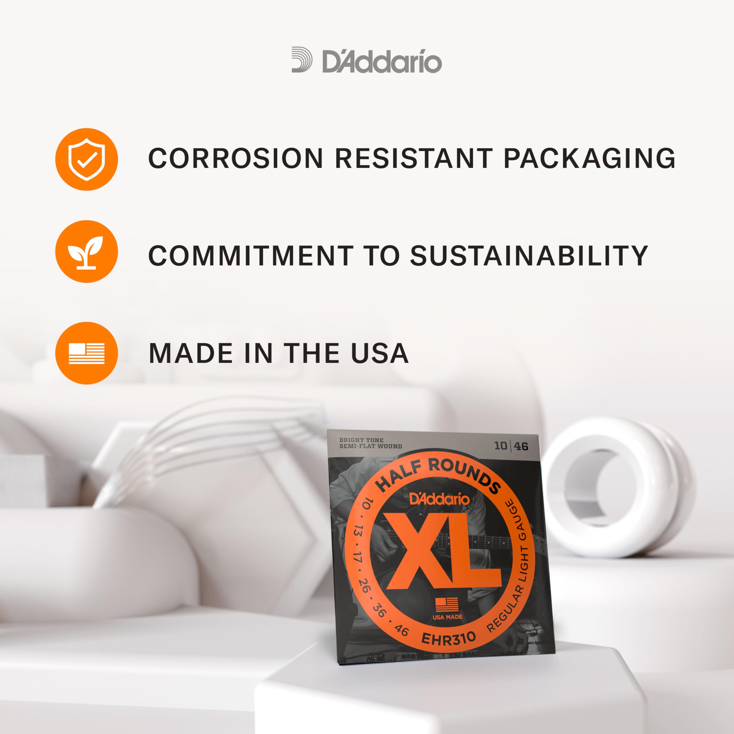 D'Addario XL Nickel Half Round Bass Guitar Strings ENR72 - Long Scale, Medium Gauge 50-105, 4-String Set (Pack of 1) - Perfect for Jazz, Blues & Studio Recording