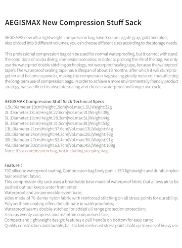 Ultralight 1.5L-45L Waterproof Compression Sack - for Sleeping Bags & Outdoor Gear Storage