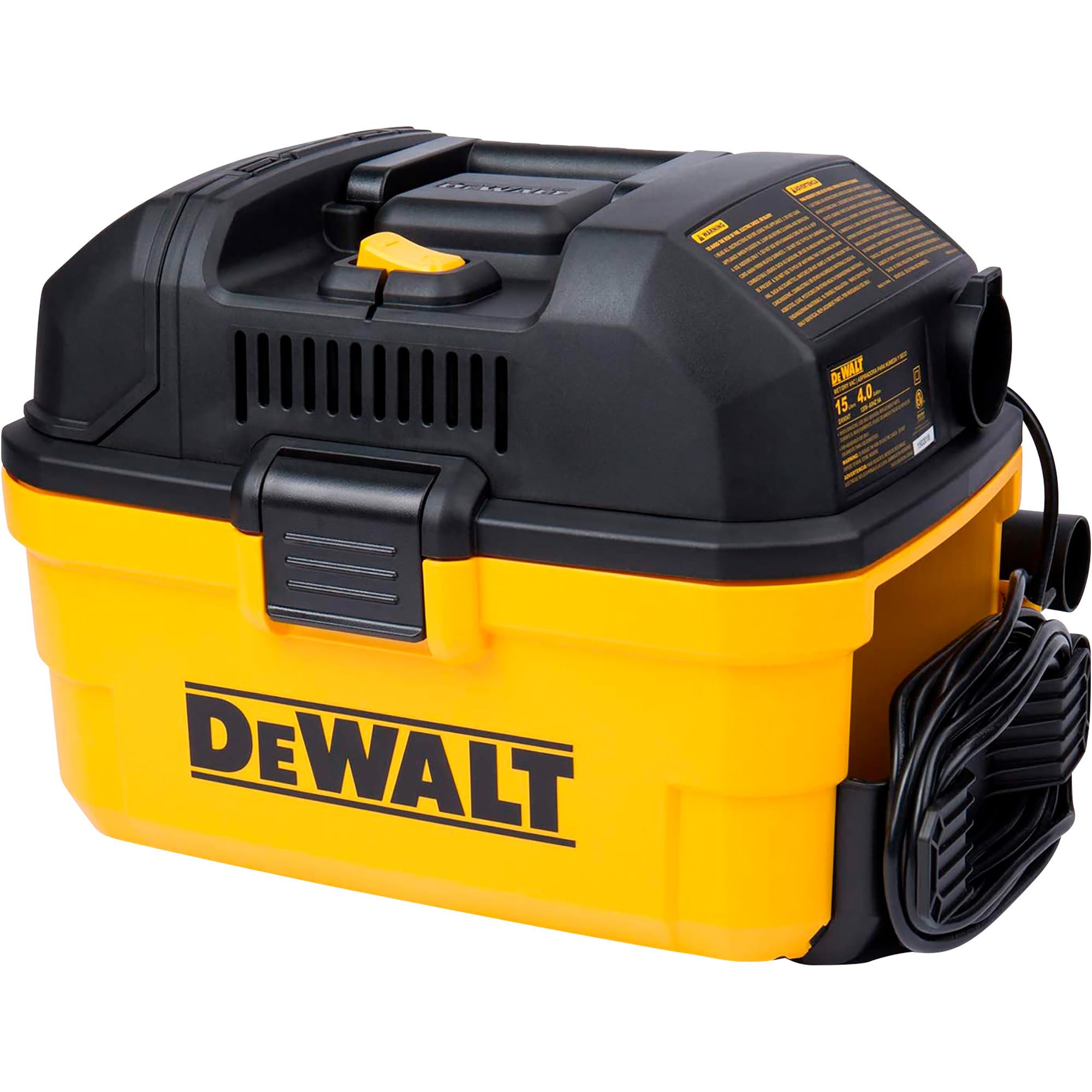 DEWALT DXV04T 4 Gallon Portable Wet Dry Vacuum Cleaner - Powerful Shop Vac for Home, Garage & Car Cleaning | Yellow Industrial Vacuum
