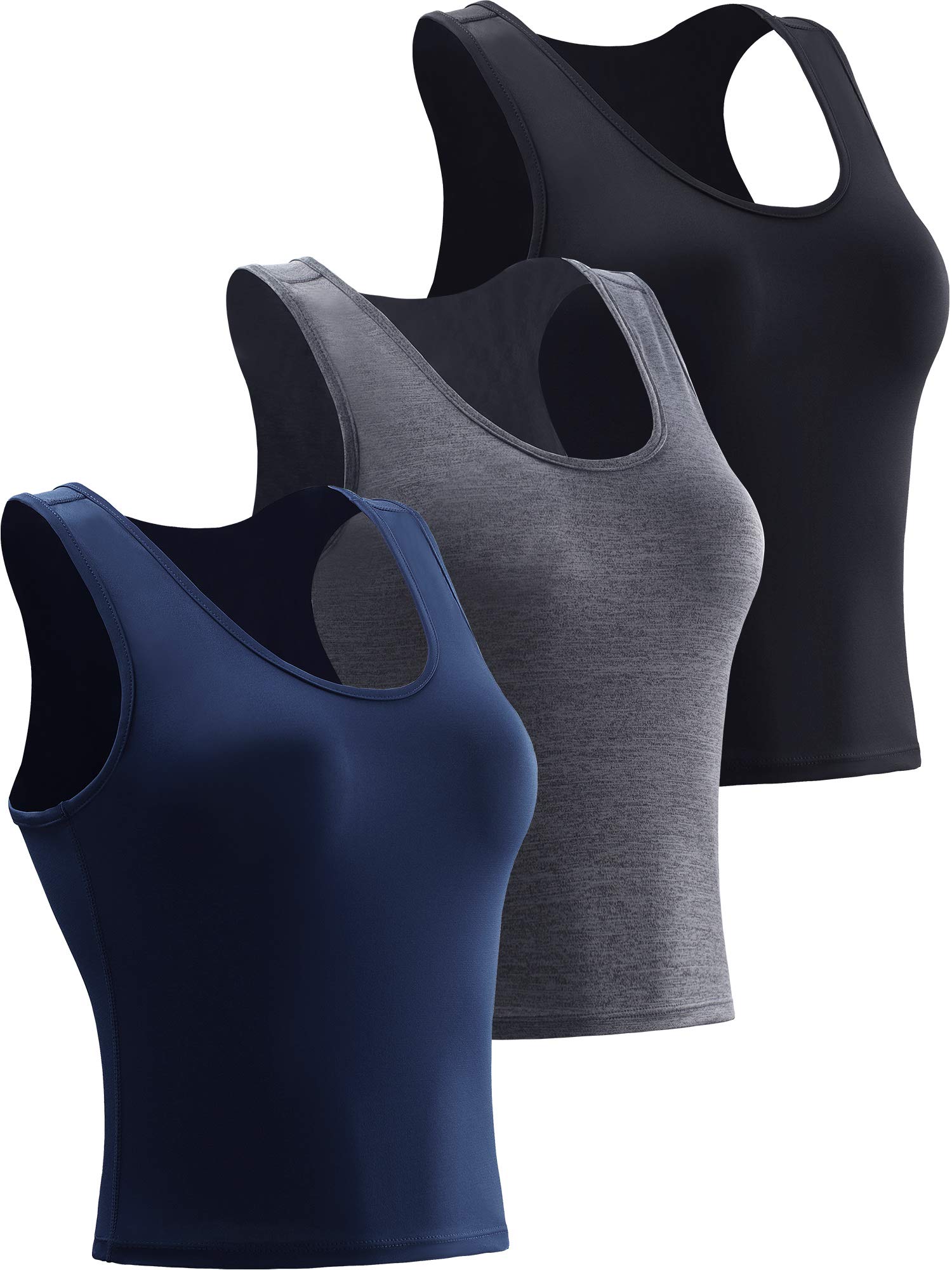 NELEUS Women's Running & Workout Athletic Crop Tops - Pack of 3 - Breathable Gym Shirts for Yoga, Jogging & Fitness Training