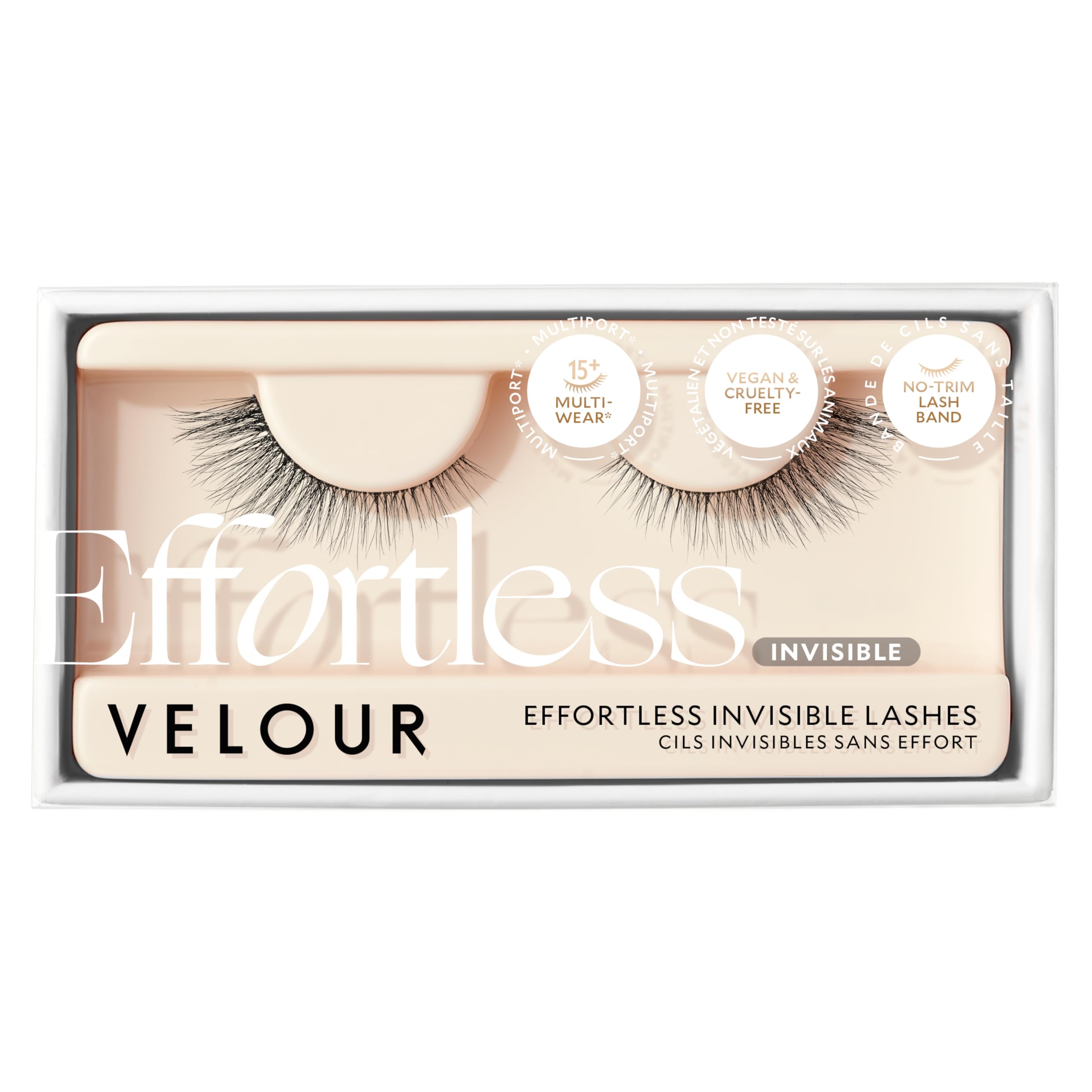 Velour Effortless Invisible Lashes - Natural Looking False Eyelashes for Lash Extension Look | Reusable Fake Lashes, Fluffy & Lightweight No Trim Eyelashes | Vegan Cruelty-Free Lashes (Glue Not Included) | Perfect for Weddings, Parties & Everyday Glam