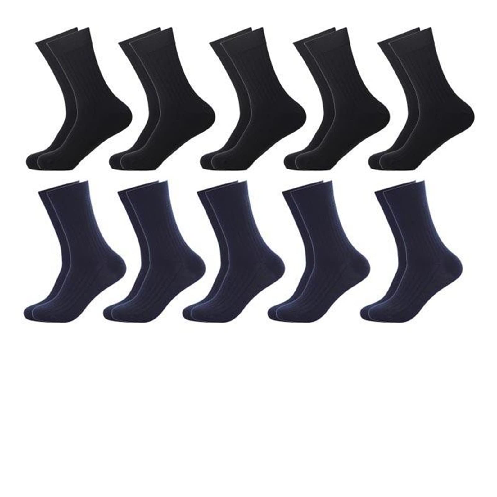 Premium Combed Cotton Men's Dress Socks - Big & Tall Size 43-45 | Black & Navy Blue Compression Socks for Business & Formal Wear | Winter Warm, Strong Elasticity | Ideal Office Gift for Men