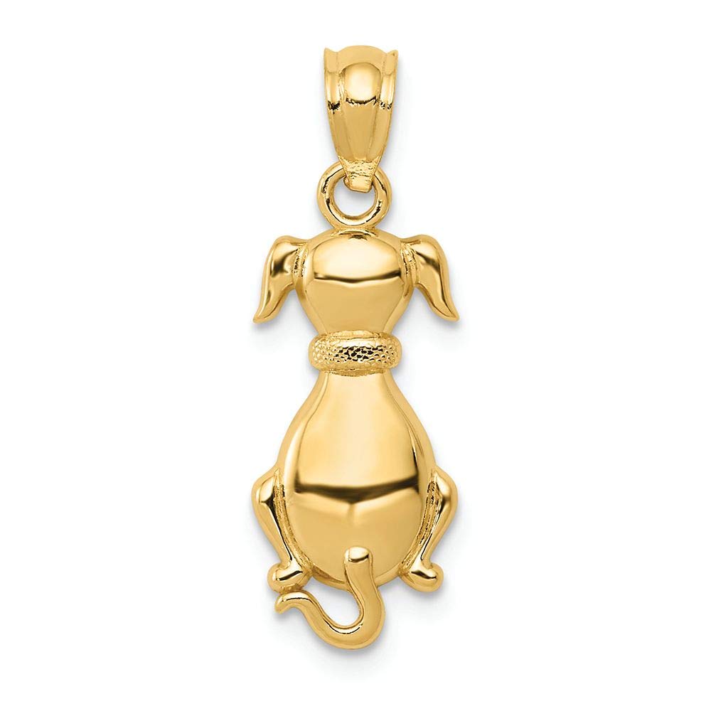 14K Yellow Gold Polished Sitting Dog Charm Pendant - Dainty Pet Lover Jewelry Gift for Women - Perfect for Necklaces, Bracelets & Special Occasions