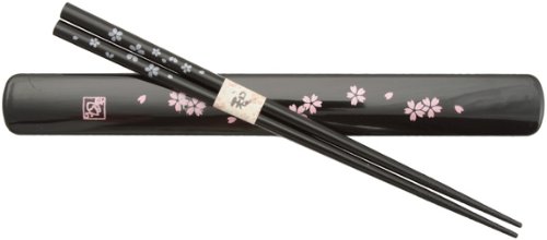 Premium Black Dogwood Blossoms Chopsticks Set with Gift Box - Authentic Japanese Style Dining Chopsticks for Sushi, Asian Cuisine & Home Decor