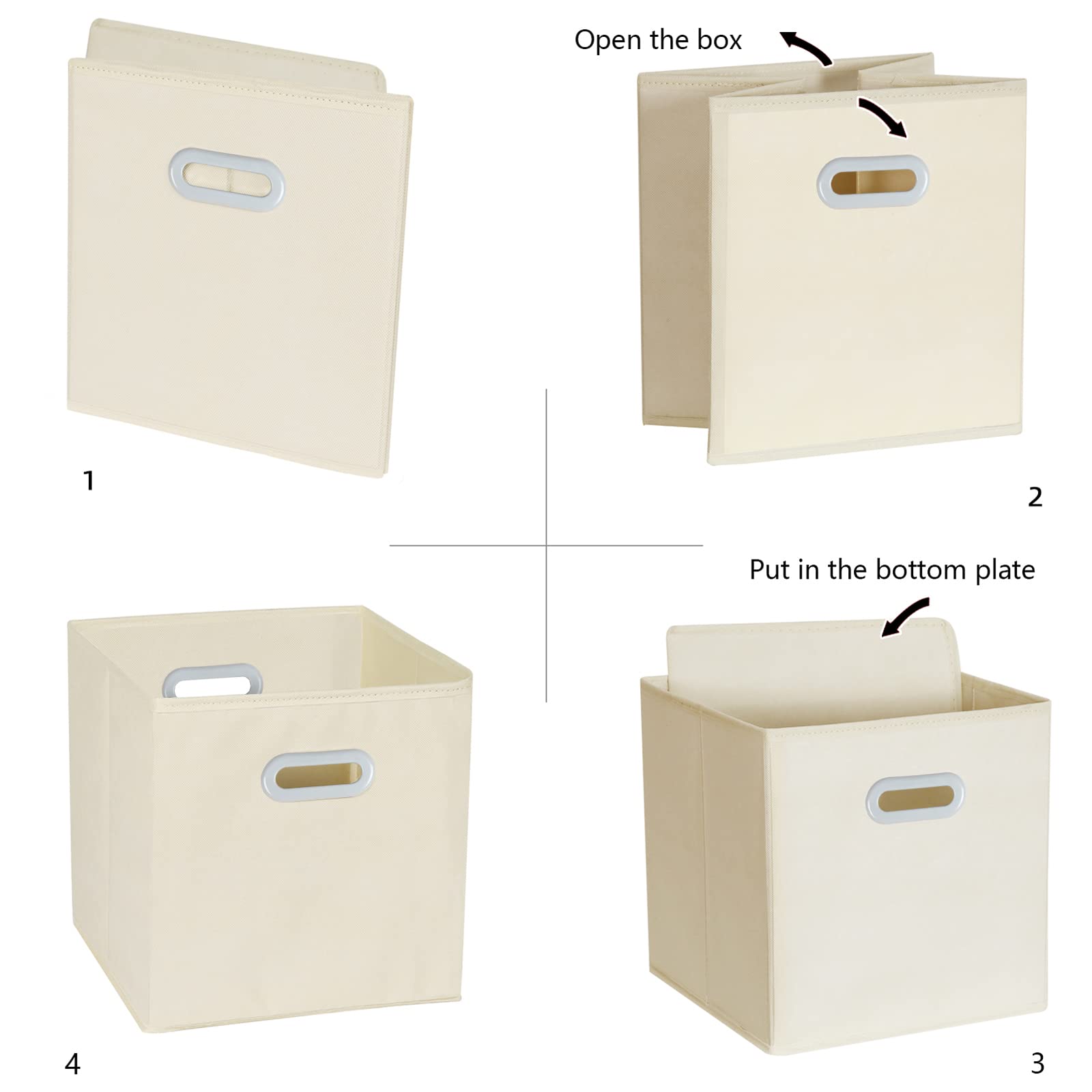 Premium Fabric Storage Bins with Handles - Foldable Cloth Cube Organizer for Home & Bedroom - Set of 3 Creamy-White Storage Baskets - Perfect for Toys, Blankets, Books & Closet Organization