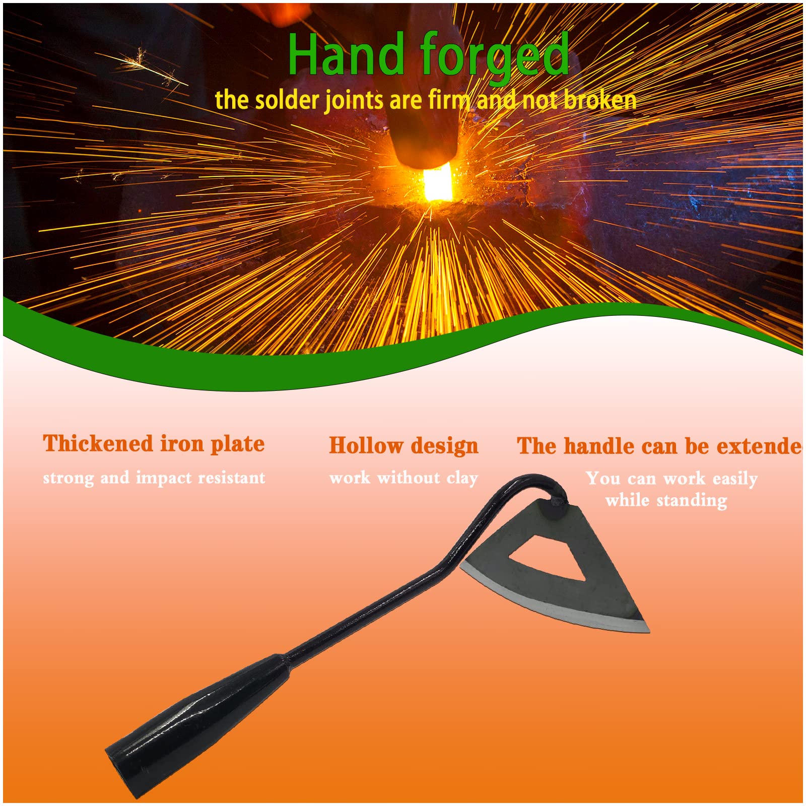 Premium Stainless Steel Hollow Garden Hoe - Durable Weeding Tool for Vegetable Gardens, Flower Beds & Landscaping - Perfect for Soil Aeration, Weed Removal & Gardening Tasks