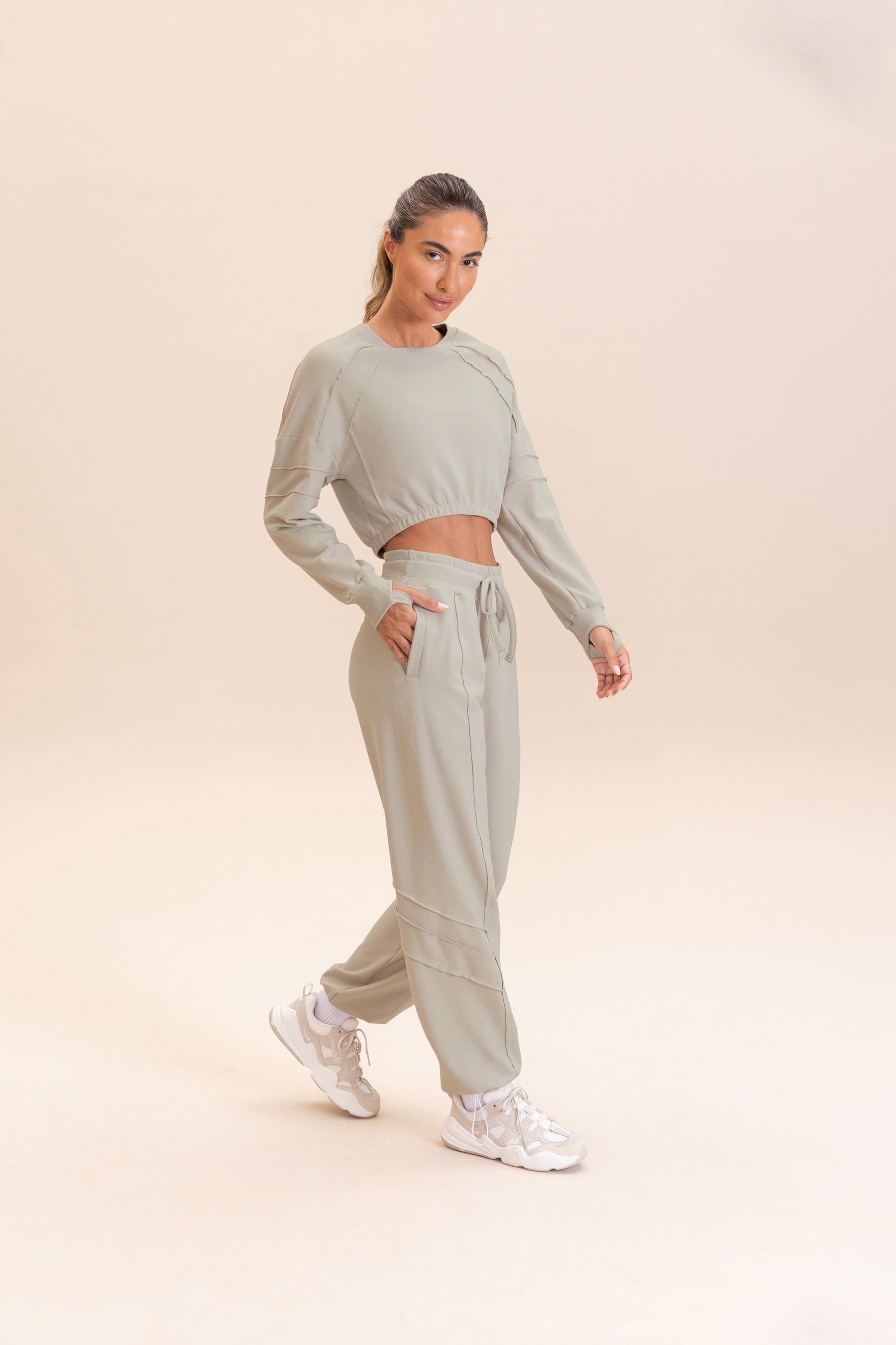 Cropped Cut Jog Sweatshirt for Women - Soft Comfortable Oversized Pullover Hoodie for Casual Wear, Gym, and Lounge