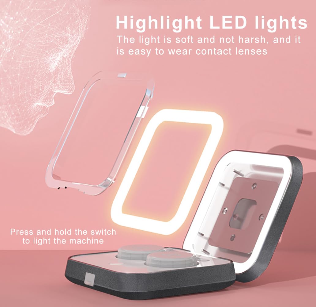 Portable Ultrasonic Contact Lens Cleaner Machine with USB Charger & LED Light - Compact Travel-Friendly Lens Case for Daily Use | Perfect for Travel, Home, and Office Use