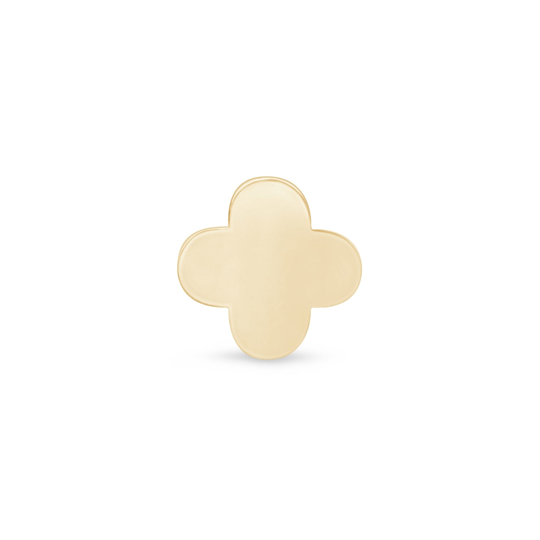 14K Solid Yellow Gold Clover Flat Back Stud Earrings - Perfect for Everyday Wear, Gifts & Special Occasions