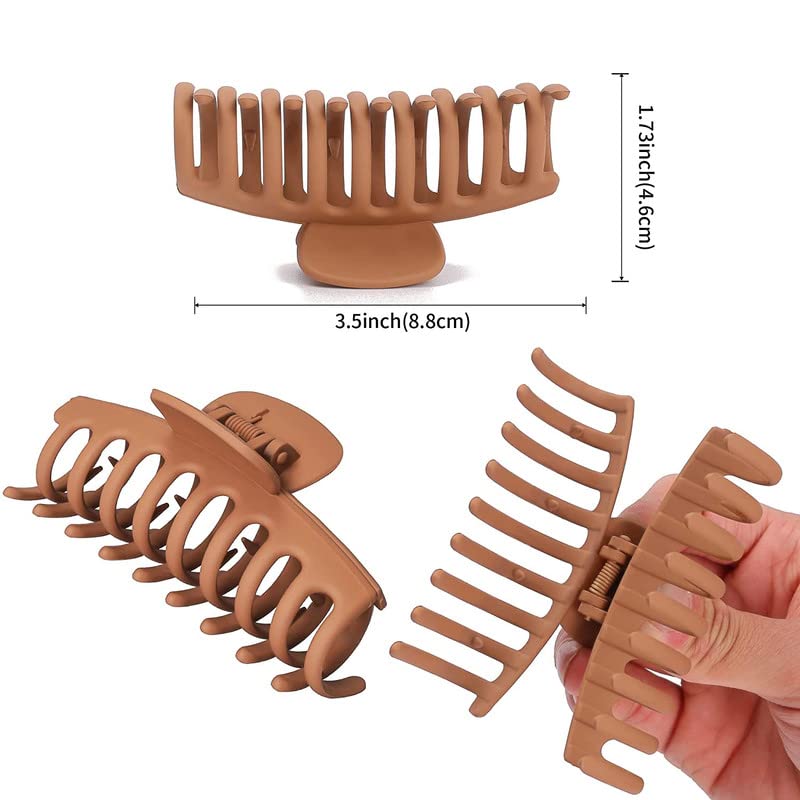 Belicia 6-Pack 3.5 Inch Medium Large Hair Claw Clips for Thick & Thin Hair - Matte Square Hair Claws for Women & Girls (3 Colors) - Perfect for Ponytails, Buns & Everyday Hairstyles