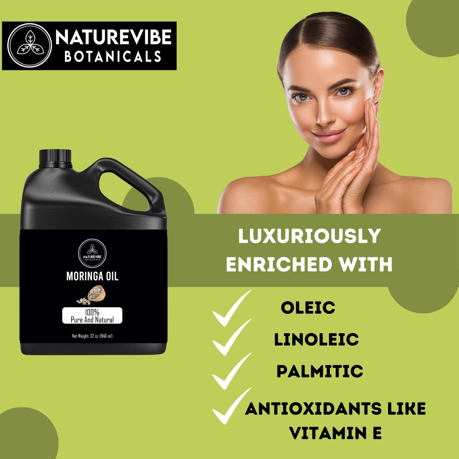 Naturevibe Botanicals Organic Pumpkin Seed Oil & Moringa Seed Oil Combo - 32oz Each | Cold-Pressed, Unrefined for Hair Growth, Skin Care & Cooking | Perfect for Salad Dressings, Smoothies & Natural Beauty Routines