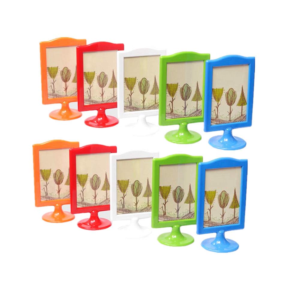 10 Pack 4x6 Double Sided Picture Frames Bulk - Self Standing Photo Display Holders with Inserts & Base - Menu Sign Holders, Price Tag Displays, Culture Card Stands (Assorted Colors) - Perfect for Restaurants, Retail Stores, Home Decor & Office Displays