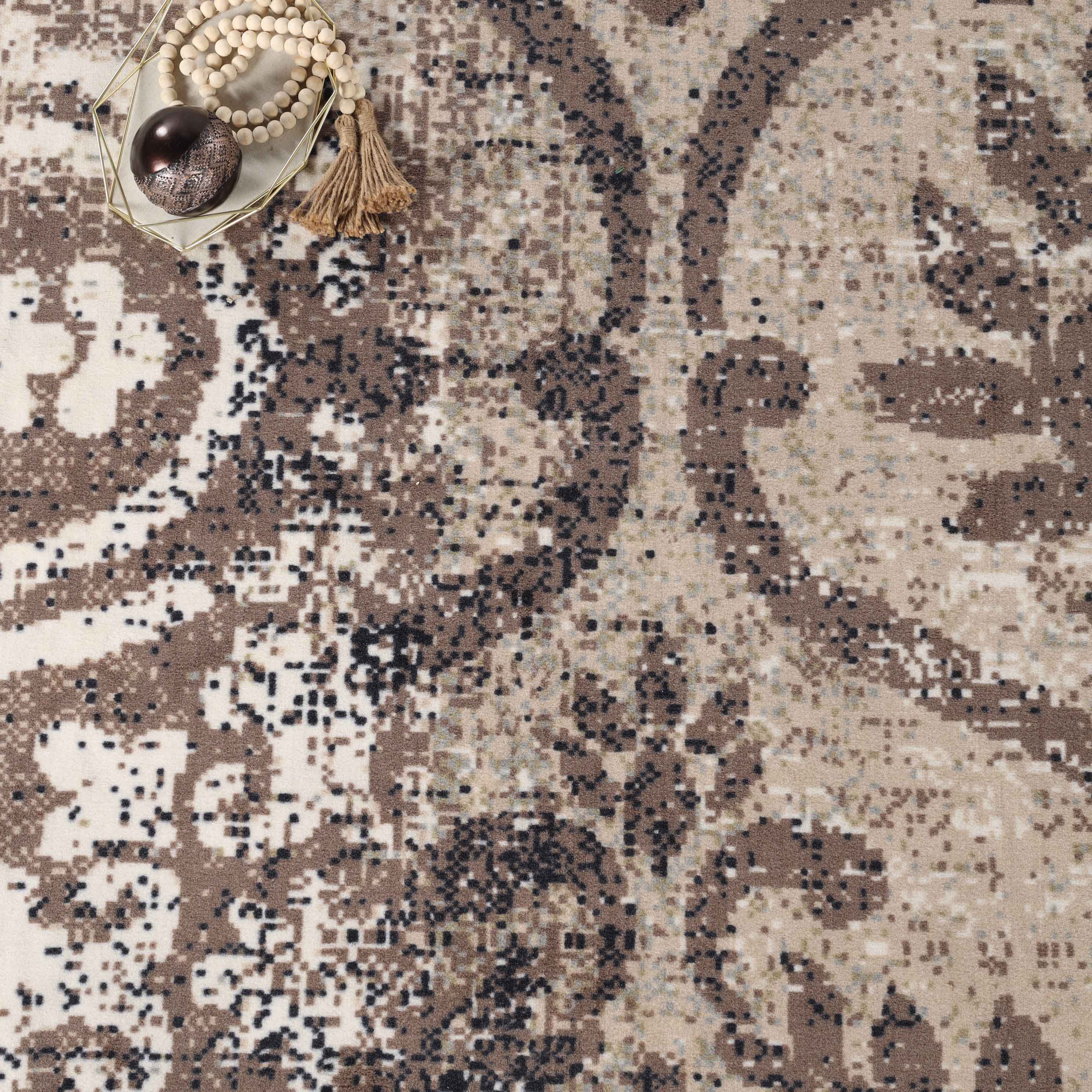 Bristol Distressed Abstract Damask Indoor Area Rug - Non-Slip Living Room Carpet Runner for Bedroom, Hallway & Entryway Decor