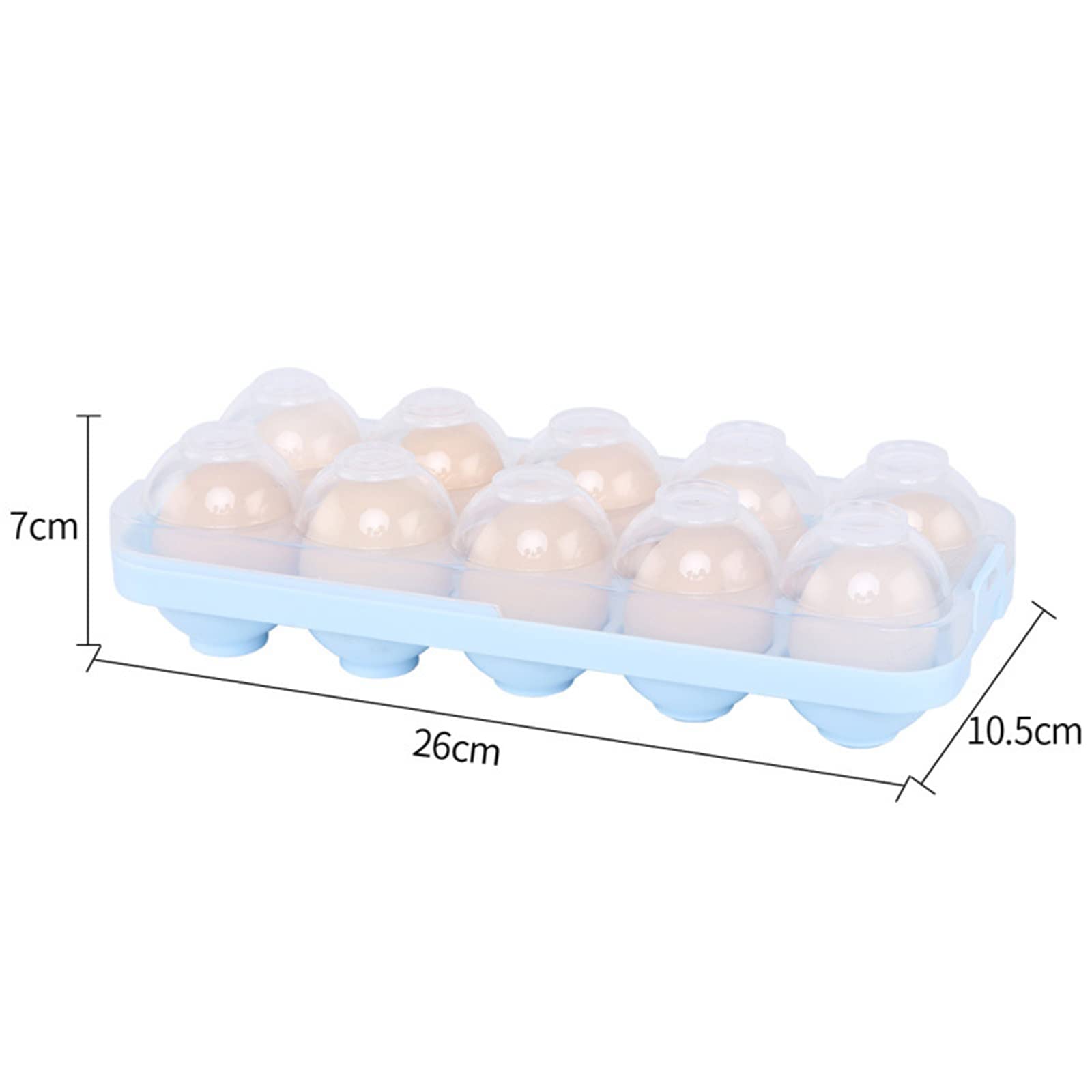 Clear Plastic Egg Holder for Refrigerator - Food Grade Egg Storage Container with Secure Buckle, Holds 10 Eggs - Perfect for Kitchen Organization & Fridge Storage (Blue)